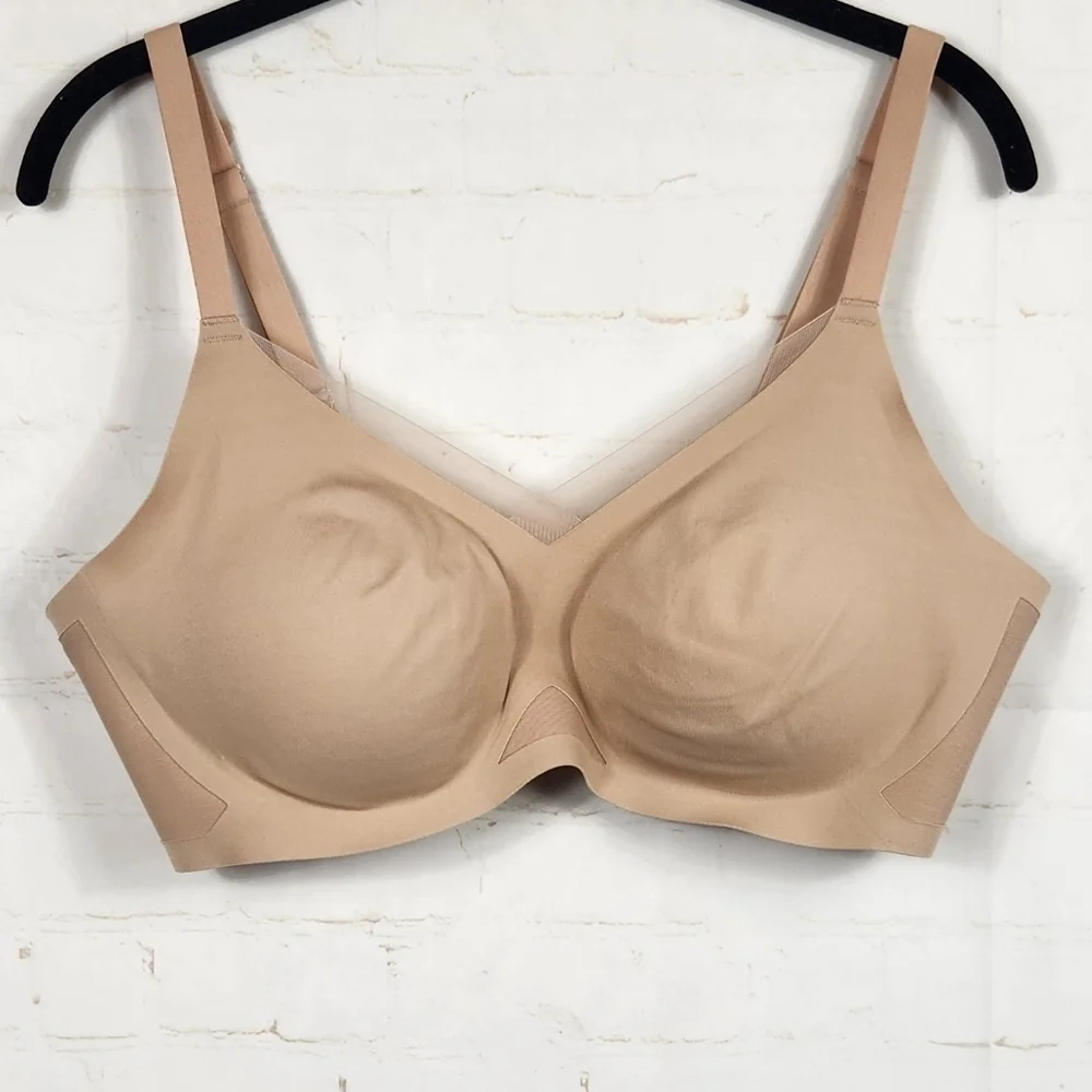 Honeylove CrossOver Comfort Bra Wireless Sculpting Support Shapewear Sand XL